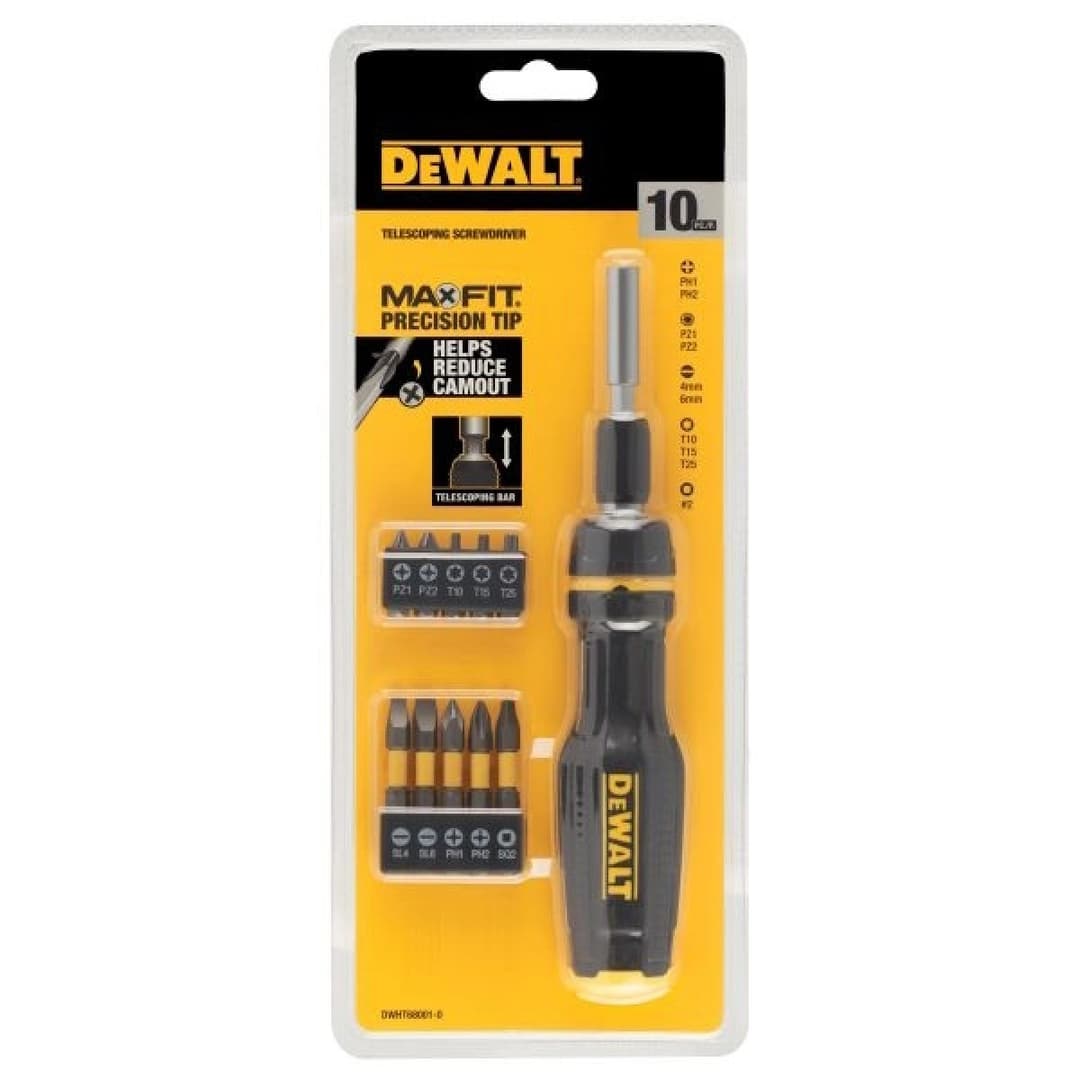 Отвертка телескопическая DEWALT MaxFit + 10 бит