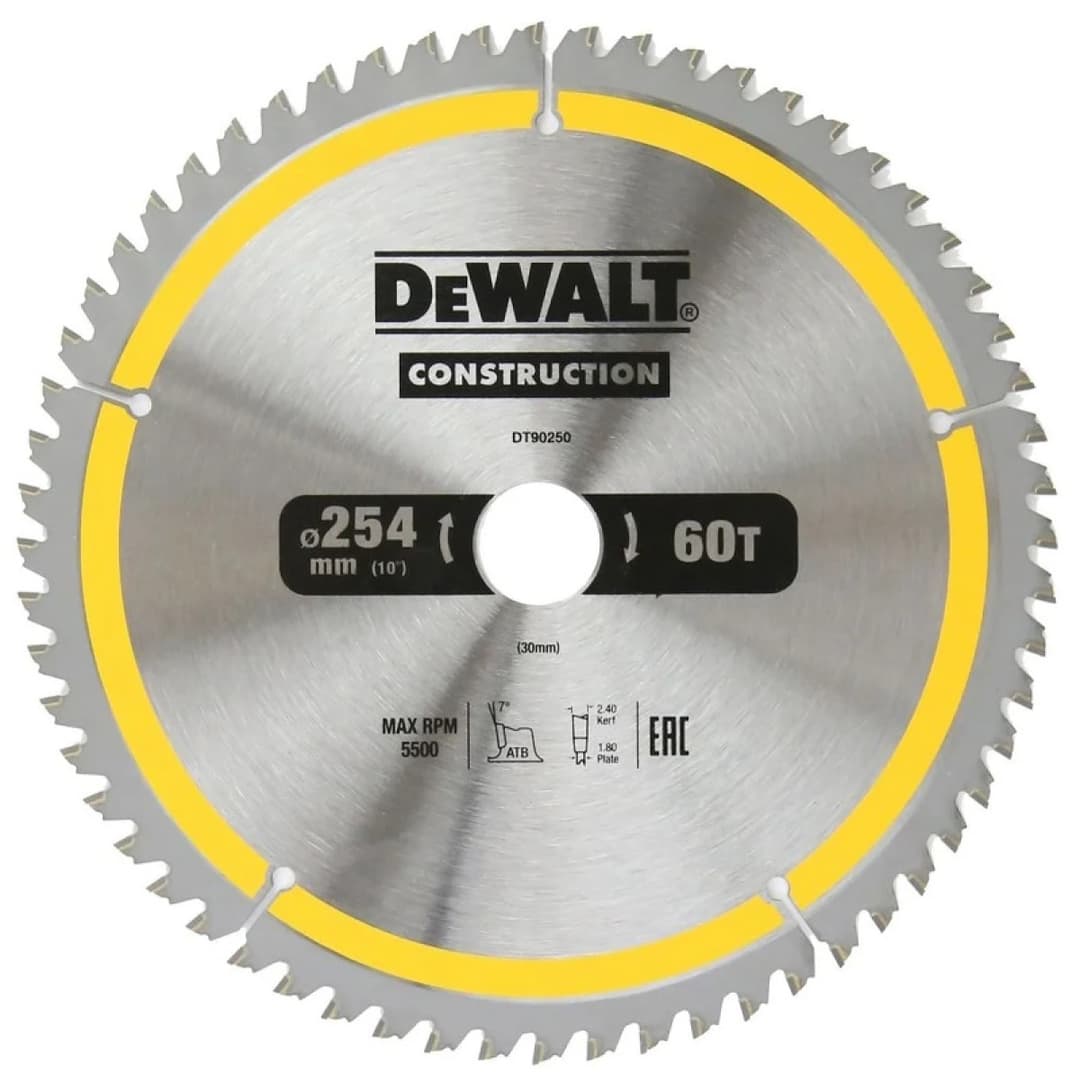 Диск пильный DeWalt Extreme по дереву 254x30 60T