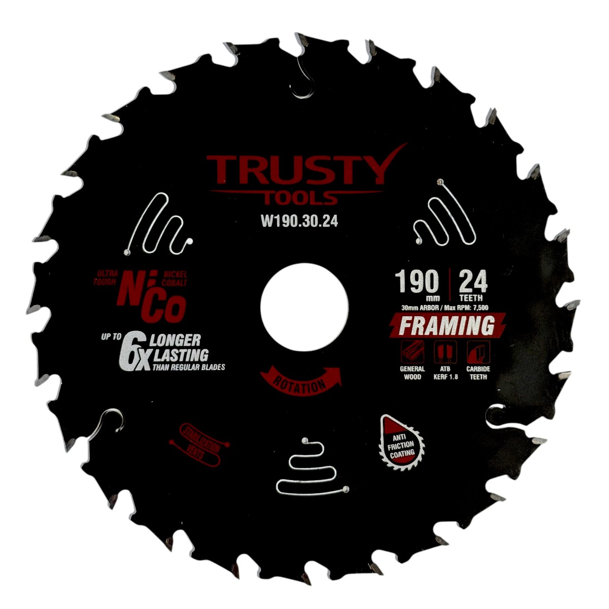 Диск пильный Trusty-Tools Framing по дереву 190х30 24T