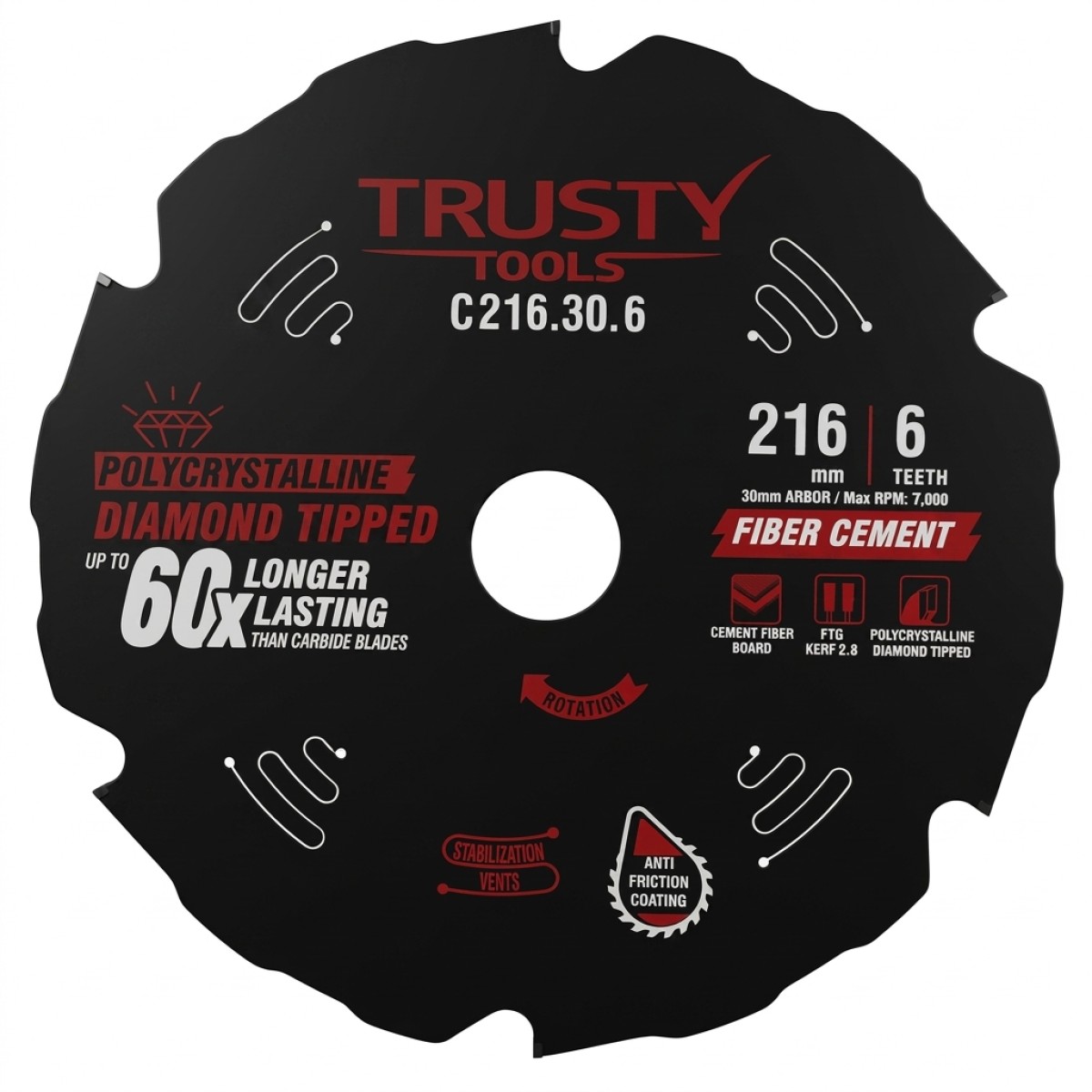 Диск пильный Trusty-Tools по фиброцементу 216x30 6T