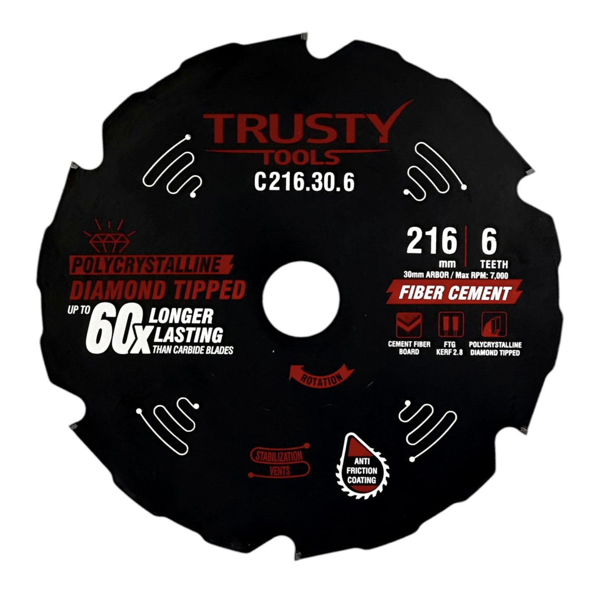 Диск пильный Trusty-Tools по фиброцементу 216x30 6T